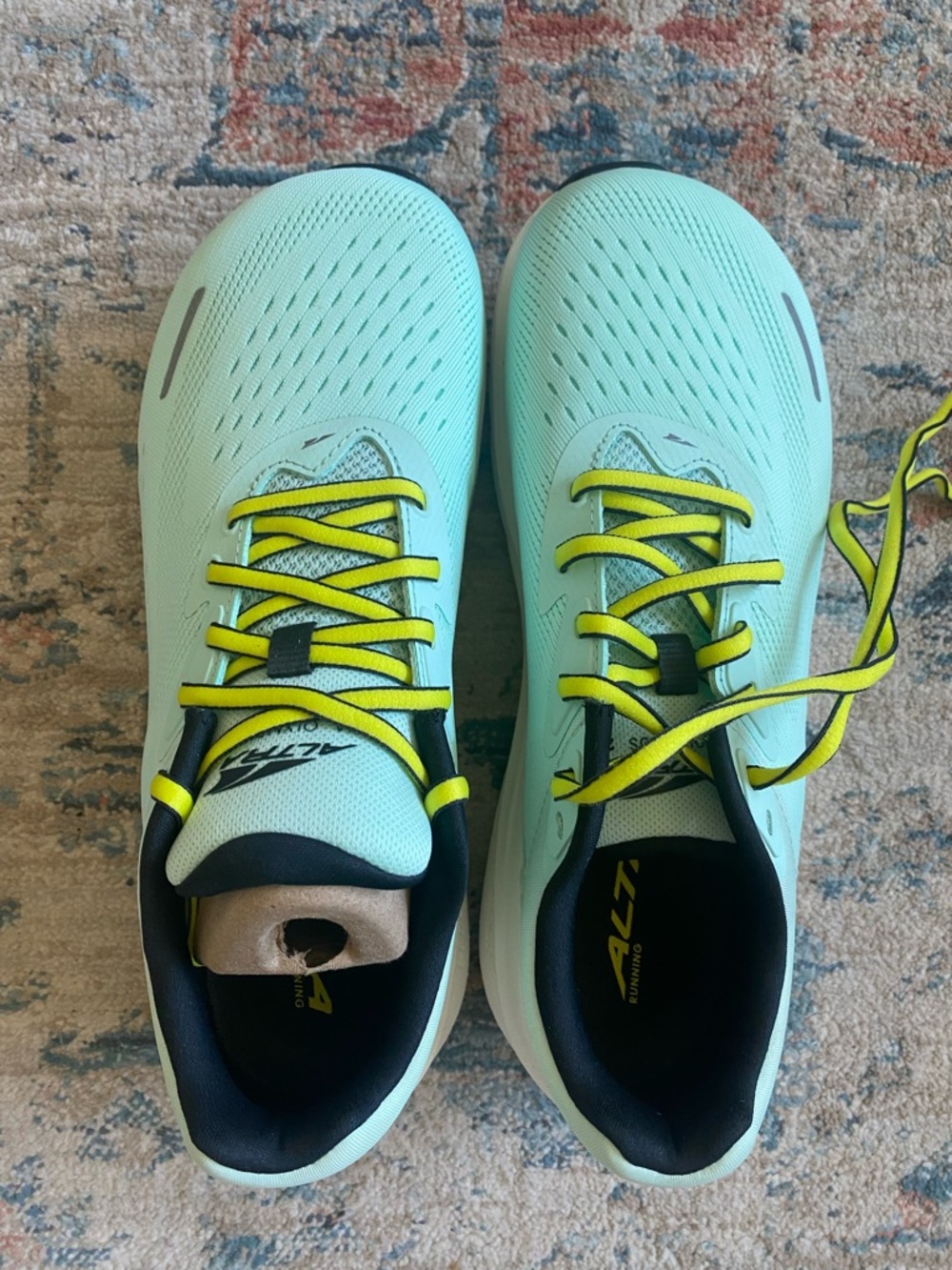 Altra Women's Light Blue Athletic Running Shoes with Yellow Laces